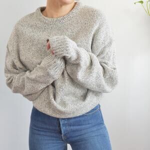 gray marled cotton and wool blend northwoods crew neck